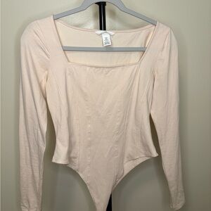 H&M Cream Long Sleeve Bodysuit